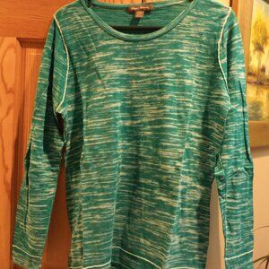 TOMMY BAHAMA Pullover Sweater Green + White~Round Neck Long Sleeves Size: Large